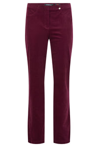 Robell - 52457 54363 Bella Needlecord Trousers - Aubergine 560