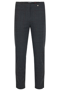 Robell - 53461 55013 Rose Trousers - Charcoal Burgundy Check 99