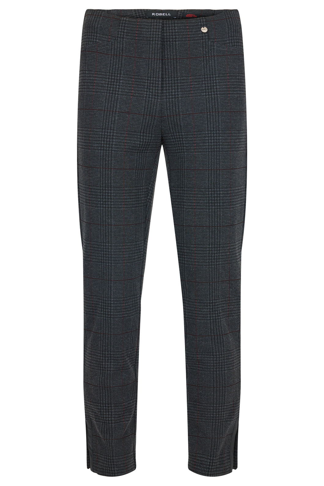 Robell - 53461 55013 Rose Trousers - Charcoal Burgundy Check 99