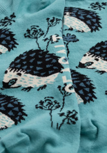 Load image into Gallery viewer, Sea Salt - Arty Trainer Socks in Hedgehog Garden Riverside
