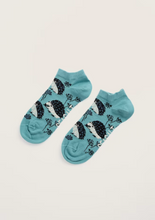 Load image into Gallery viewer, Sea Salt - Arty Trainer Socks in Hedgehog Garden Riverside
