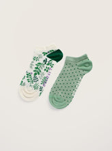 Load image into Gallery viewer, Sea Salt - Pack of 2 Bamboo Arty Trainer Socks in Harebell Mix
