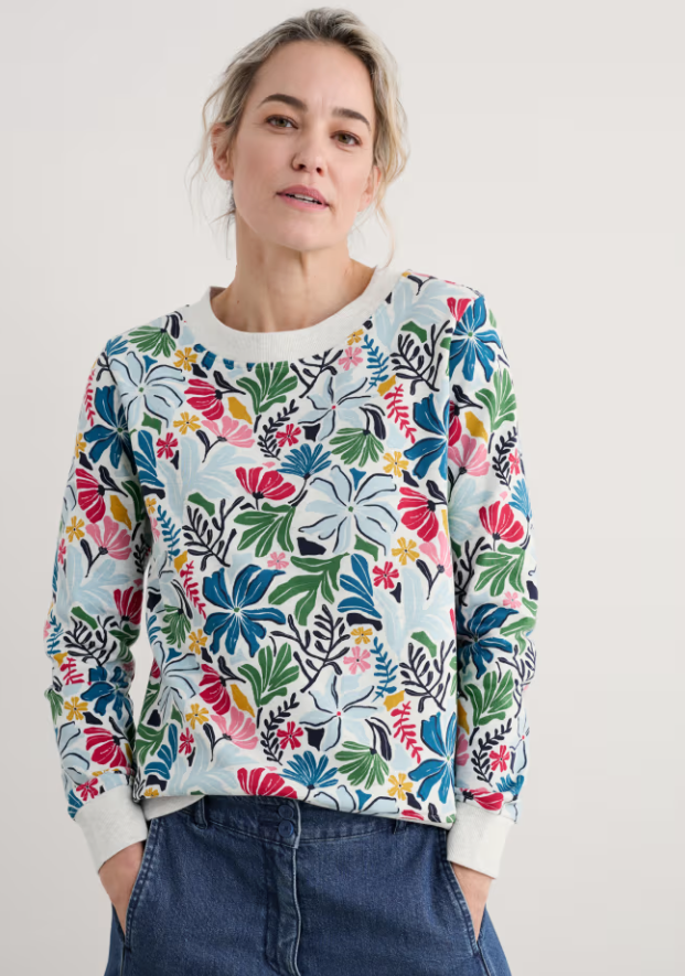 Sea Salt - Bright Wave Sweatshirt in Seaweed Flower Chalk