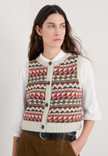 Load image into Gallery viewer, Sea Salt - Dawson Pick Vest Fairisle in Zig Zag Geo Aran Red Sail
