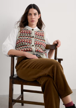 Load image into Gallery viewer, Sea Salt - Dawson Pick Vest Fairisle in Zig Zag Geo Aran Red Sail
