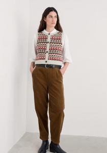 Sea Salt - Dawson Pick Vest Fairisle in Zig Zag Geo Aran Red Sail