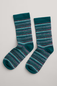 Sea Salt - Fair Isle Socks - Sea Glass Dark Jade