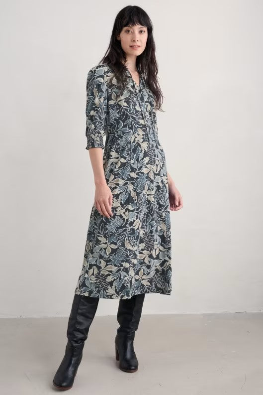 Sea Salt - Foxtrot Dress - Inked Foliage Dusky Jade