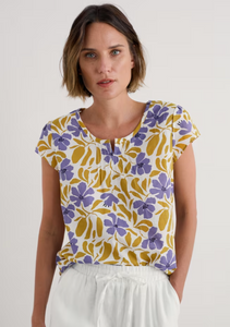 Sea Salt - Garden Gate Top in Leafy Floral Chalk Pear