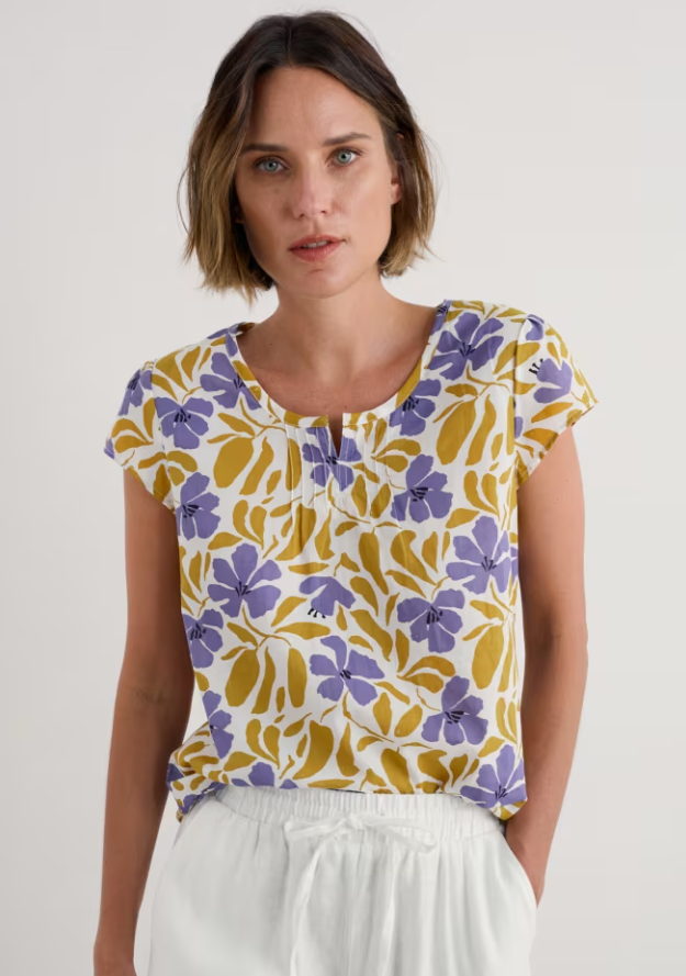 Sea Salt - Garden Gate Top in Leafy Floral Chalk Pear