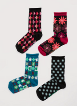 Load image into Gallery viewer, Sea Salt - Gift Box of 4 Geometric Arty Socks in Printmaker Mix
