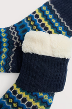 Load image into Gallery viewer, Sea Salt - House Socks in Modernist Teal Multi
