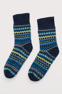 Sea Salt - House Socks in Modernist Teal Multi