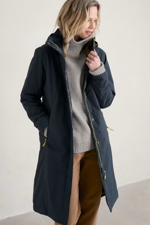 Sea Salt - Janelle Waterproof Coat - Squid Ink