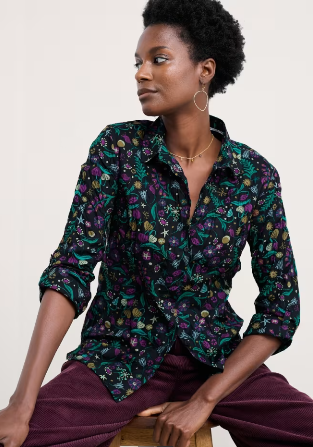 Sea Salt - Larissa Shirt in Illuminated Garden Onyx