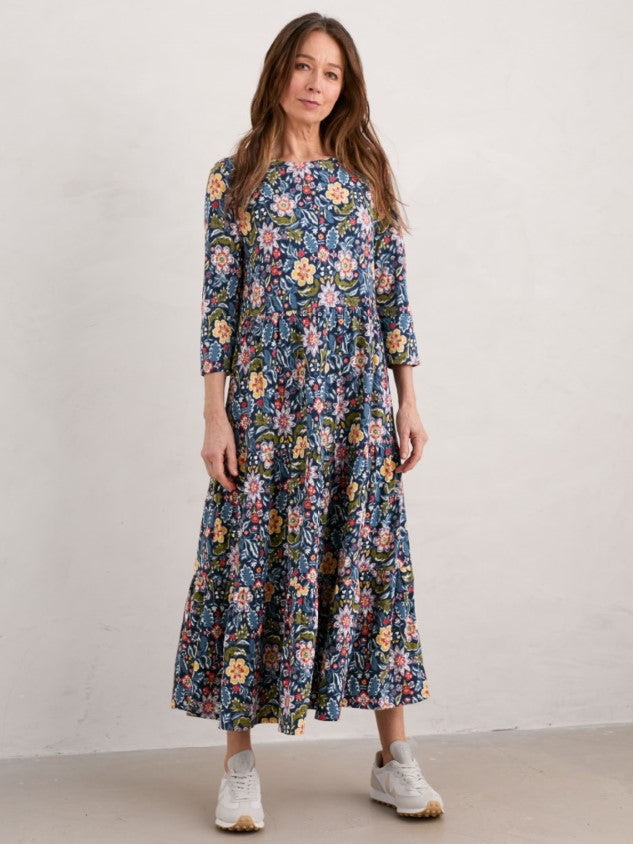 Sea Salt - Line Strokes Dress - Rustic Floral Maritime