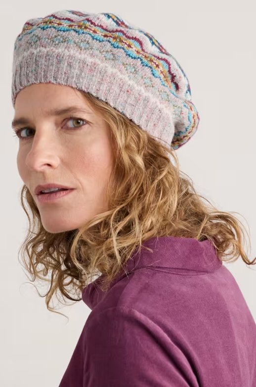 Sea Salt - Lundy Bay Beret - Harlyn Pink Grass Multi