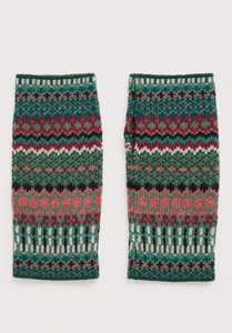 Sea Salt - Malva Fingerless Mittens in Weaving Needle Dark Forage