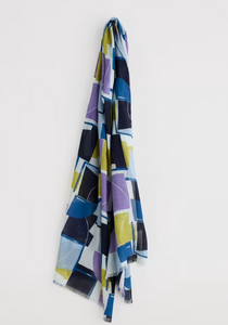 Sea Salt - May Garland Scarf in Block Shapes Bilberry