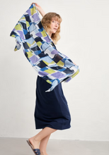 Load image into Gallery viewer, Sea Salt - May Garland Scarf in Block Shapes Bilberry
