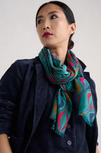 Load image into Gallery viewer, Sea Salt - May Garland Scarf - Festive Ribbons Dark Jade
