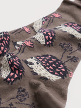 Load image into Gallery viewer, Sea Salt - Organic Cotton Arty Socks in Hedgehog Garden Pottery
