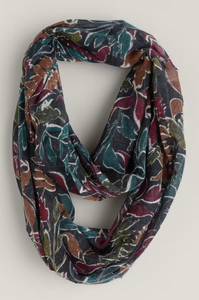 Sea Salt - Pretty Circle Scarf - Inked Foliage Onyx