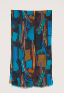 Sea Salt - Pretty Printed Scarf in Zennor Stack Dark Rye