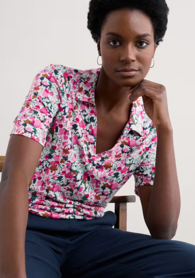Sea Salt - Short Sleeve Misty Sky Shirt in Blossom Sketch Chalk