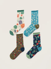Load image into Gallery viewer, Sea Salt - Gift Box of 4 Floral Arty Socks in Bouquet Mix
