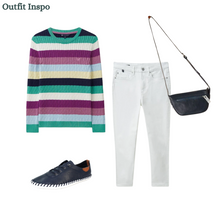 Load image into Gallery viewer, Crew Clothing - Heritage Cable Crew Neck Jumper in Multi Stripe
