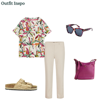 Load image into Gallery viewer, White Stuff - Susie V Neck Linen Tee in Ivory Print
