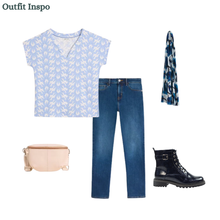 Load image into Gallery viewer, White Stuff - Nelly Notch Tee in Blue Print
