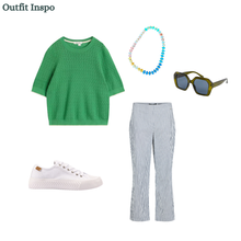 Load image into Gallery viewer, White Stuff - Holly Pointelle Tee in Bright Green
