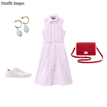 Load image into Gallery viewer, Crew Clothing - Dara Sleeveless Shirt Dress in Pink Gingham
