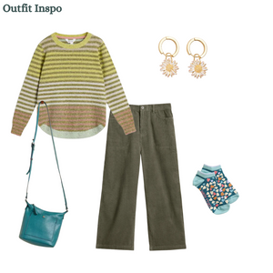 White Stuff - Tia Cord Wide Leg Crop in Mid Green