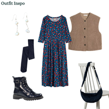 Load image into Gallery viewer, Sea Salt - Veronica Dress in Pressed Plants Shore
