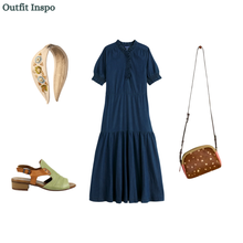 Load image into Gallery viewer, Sea Salt - Feather Star Dress in Mid Wash Indigo
