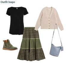 Load image into Gallery viewer, White Stuff - Mabel Mixed Print Skirt in Black Print
