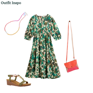 White Stuff - Lucy Midi Dress in Green Print