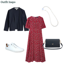Load image into Gallery viewer, Crew Clothing - Ella Tea Dress in Ditsy Floral Red

