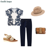 Load image into Gallery viewer, White Stuff - Nelly Notch Neck Tee in Navy Multi
