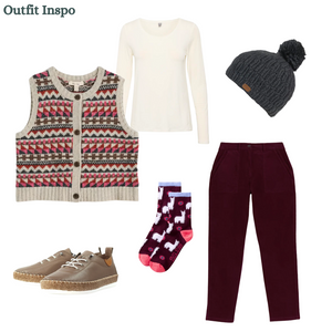 Sea Salt - Dawson Pick Vest Fairisle in Zig Zag Geo Aran Red Sail