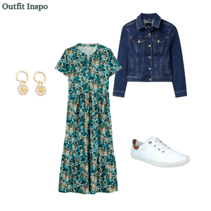 Seasalt - Rainette Dress Spring Geraniums in Pine Shoots