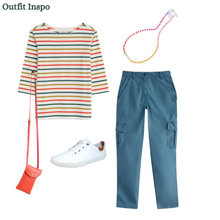 Load image into Gallery viewer, Sea Salt - Sailor Top in Tri Breton Orange Coral
