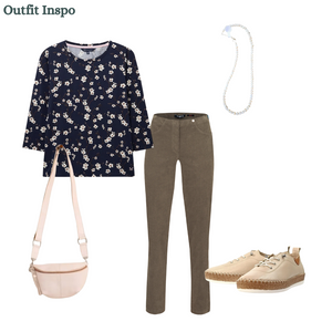 Crew Clothing - Printed Long Sleeve Top in Navy Cherry Blossom