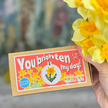 Load image into Gallery viewer, The Crafty Kit Company - You Brighten My Day! - Mini Matchbox Cross Stitch Kit
