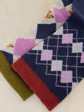 Load image into Gallery viewer, White Stuff - 2 Pack Argyle Squirrel Ankle Socks in Purple Multi
