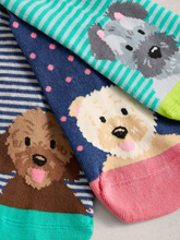 Load image into Gallery viewer, White Stuff - 3Pk Dog Pals Ankle Socks in Blue Multi
