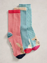 Load image into Gallery viewer, White Stuff - 3 Pack Farmyard Socks in Blue Multi
